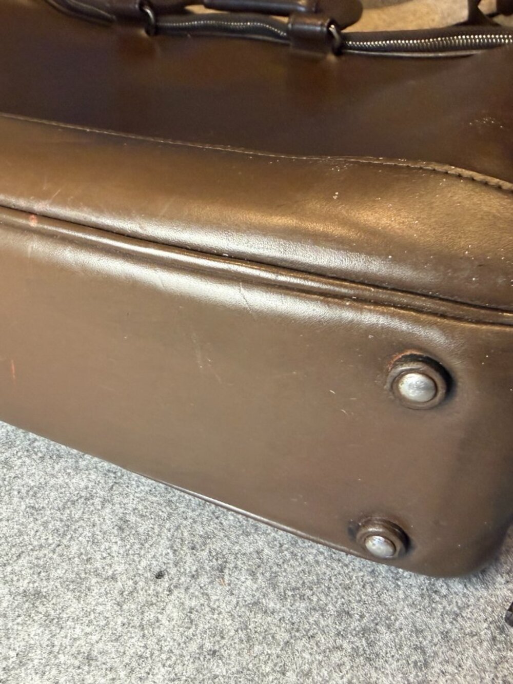 Glaser Designs Brown Saddle Leather Briefcase Travel Bag Rare USA - Picture 13 of 15